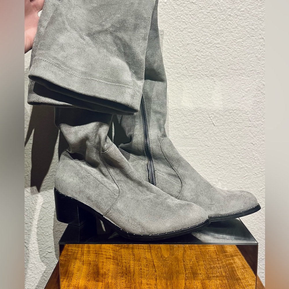 Gray Suede Over-the-knee Boots